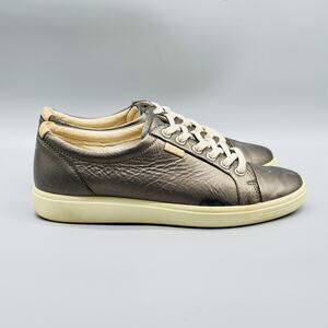 ECCO Shoes Womens 7 Metallic Bronze Leather Soft 7 Low Top Trainer Sneakers